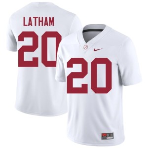 Jah-Marien Latham NCAA Go Bama #20 College Football Men White Jersey 567849-207