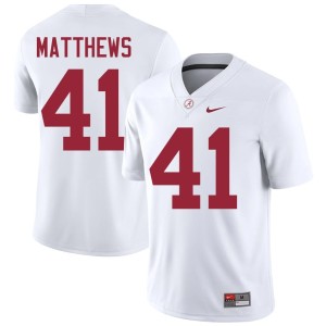 Jamarion Matthews Crimson Tide Embroidery White Men #41 College Football Jerseys 822905-189