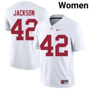 Ben Jackson Official Womens #42 College Football Bama White Jersey 144664-228