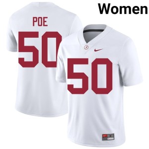 Casey Poe #50 College Football Game Roll Tide Women White Jerseys 195549-900
