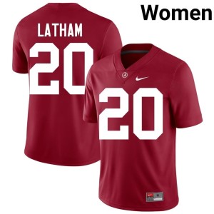 Jah-Marien Latham #20 College Football UA Crimson Tide Stitched Women Crimson Jersey 686747-505