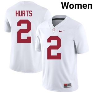 Jalen Hurts #2 White Game Go Bama College Football Womens Jersey 583160-271