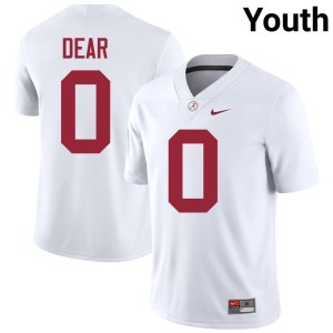 AK Dear #0 Bama Youth University College Football White Jersey 652425-492