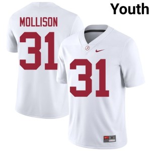 Cooper Mollison NCAA #31 College Football University of Alabama White Youth Jersey 197840-228
