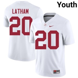 Jah-Marien Latham University of Alabama White Youth Replica College Football #20 Jersey 215027-558