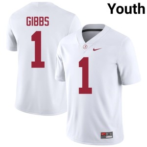 Jahmyr Gibbs Replica White #1 Bama College Football Youth Jersey 381593-899