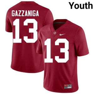 John Gazzaniga College Football Alabama Crimson Tide Player #13 Youth Crimson Jersey 125708-164