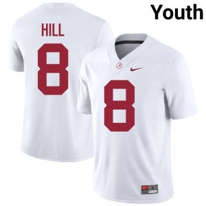 Justin Hill Embroidery White #8 College Football Youth UA Jersey 468089-189