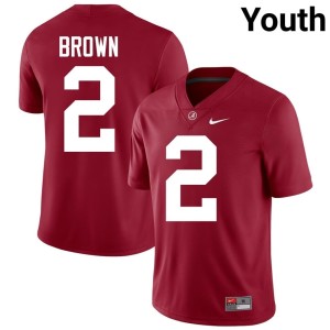 Zabien Brown Youth Crimson Replica #2 Go Bama College Football Jerseys 396103-274